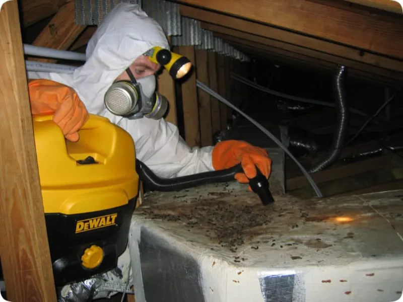 Attic vacuum equipment used for rodent cleanup